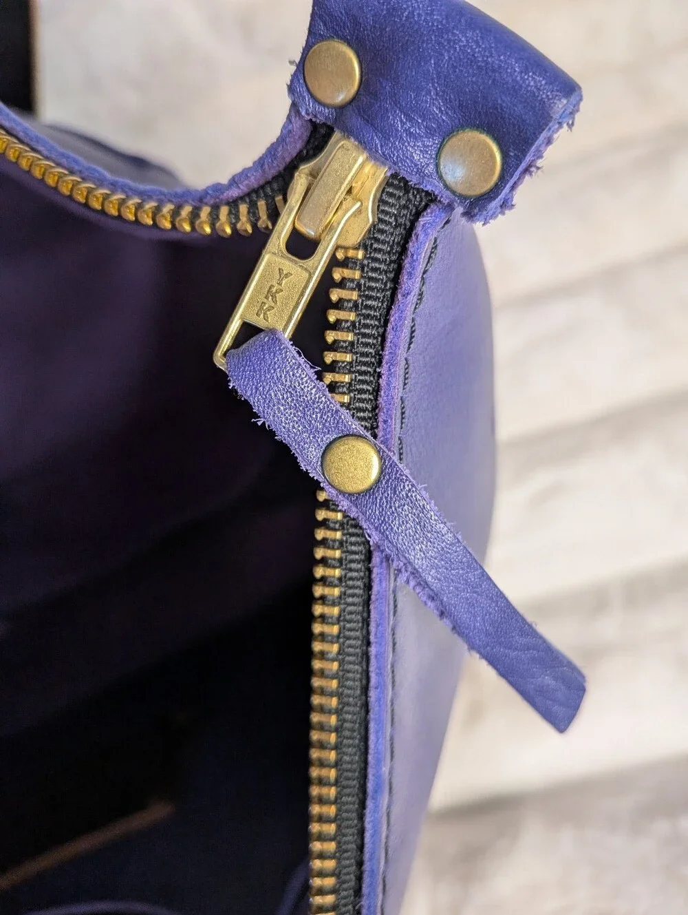 Portland Leather Goods Large Cobalt Blue Zipper Tote Bag